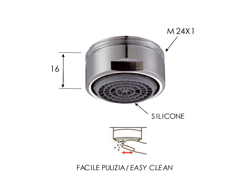Neoperl aerator/perlator samočistilni M24X1 s silikonskim antiapnenčastim dnom