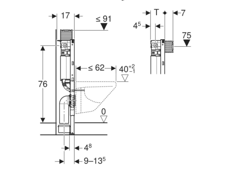 GEBERIT PODOMETNI KOTLIČEK DUOFIX OMEGA H=82cm