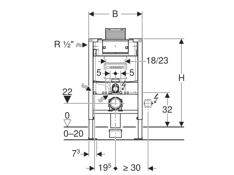 GEBERIT PODOMETNI KOTLIČEK DUOFIX OMEGA H=82cm