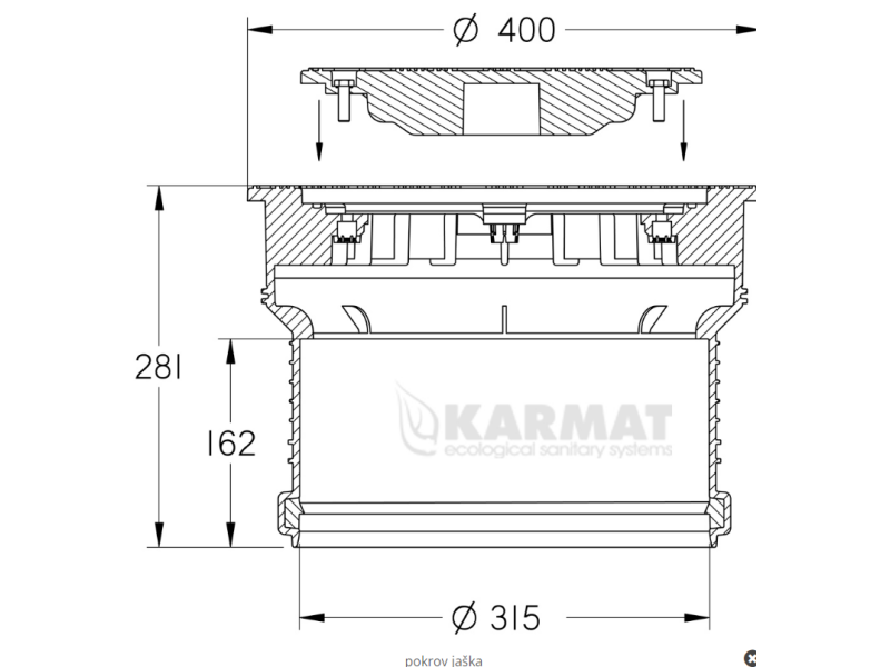 POKROV Z NASTAVKOM  Z TESNILOM  ZA JAŠEK OKROGEL