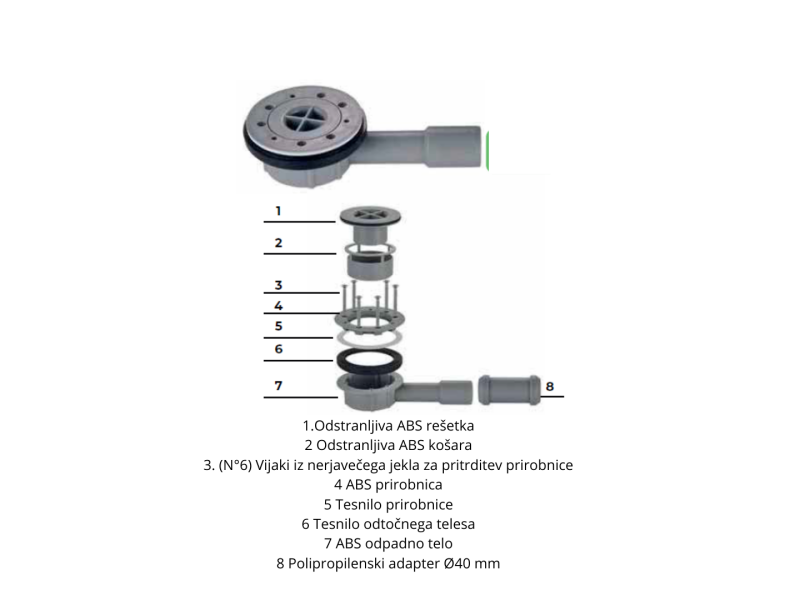 Talni sifon za tuš kad