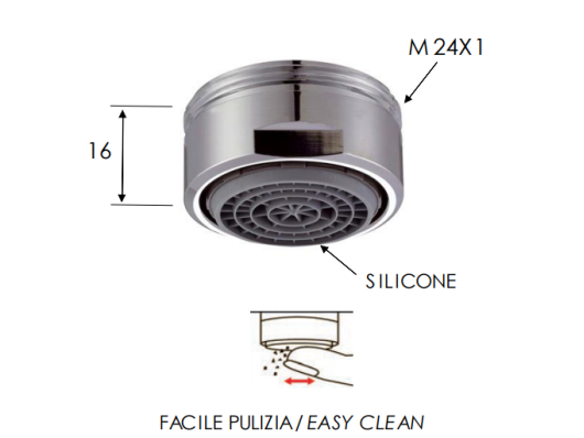 Neoperl aerator/perlator samočistilni M24X1 s silikonskim antiapnenčastim dnom