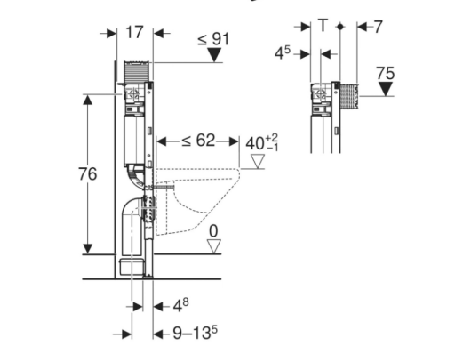GEBERIT PODOMETNI KOTLIČEK DUOFIX OMEGA H=82cm