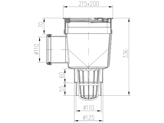 PESKOLOV 125/110 S STRANSKIM PRIKLJUČKOM 110