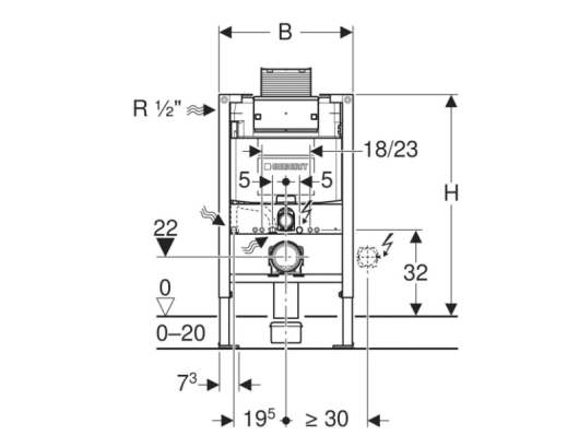 GEBERIT PODOMETNI KOTLIČEK DUOFIX OMEGA H=82cm