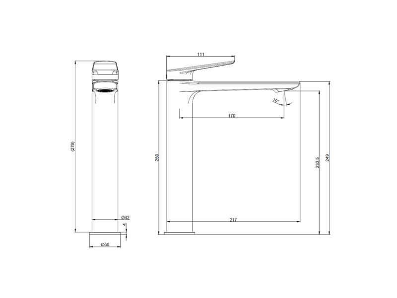 ARMATURA VIGANTE VECTOR ZA UMIVALNIK VISOKA GUN GREY