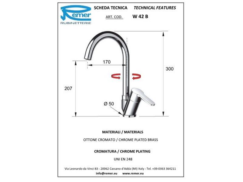 ARMATURA ZA POMIVALNO KORITO WINER STRANSKI IZLIV