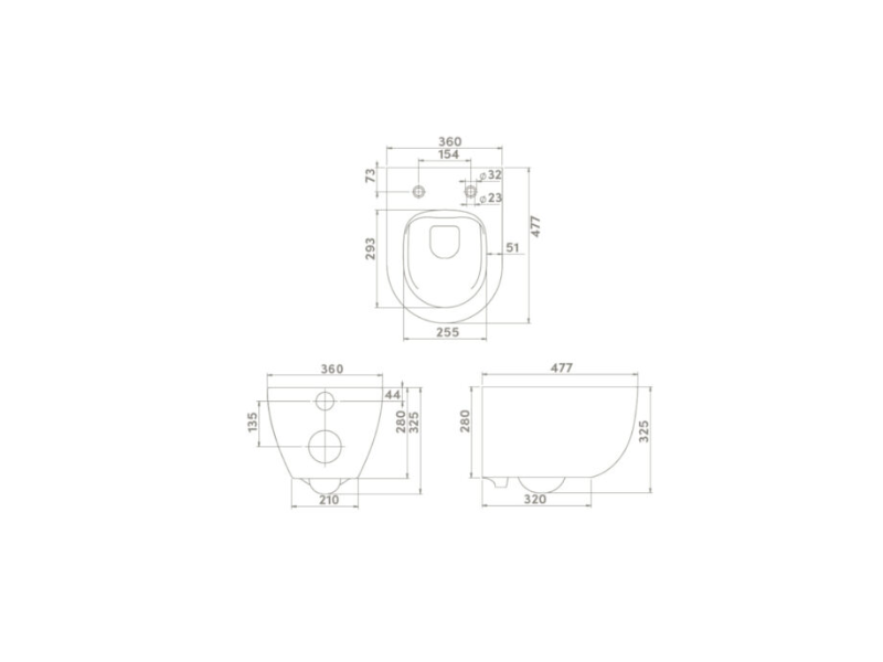 WC ŠKOLJKA  CeraStyle BELLA 48  RIMLESS - brez roba