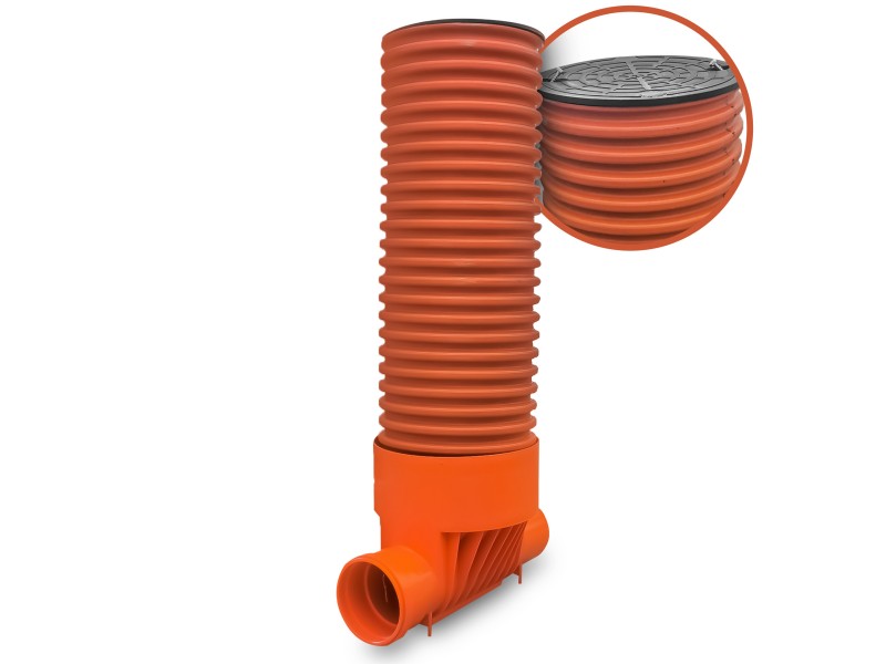 KANALIZACIJSKI JAŠEK 315 ENOJNI Z PRIKLJUČKI 160 VIŠINE 1M IN ČRNIM POKROVOM