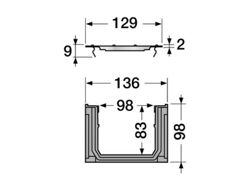 KANALETA CONNECTO 1M, Š=130mm. A15 POCINKANA JEKLENA REŠETKA