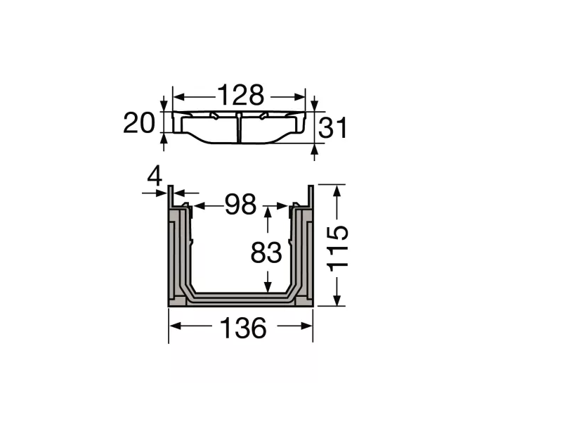 KANALETA CONNECTO 1M, Š=130mm B125 REŠETKA IZ NODULARNE LITINE