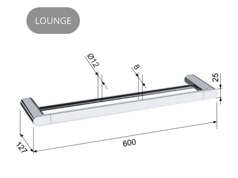 LOUNGE DVOJNO DRŽALO ZA BRISAČO 60cm