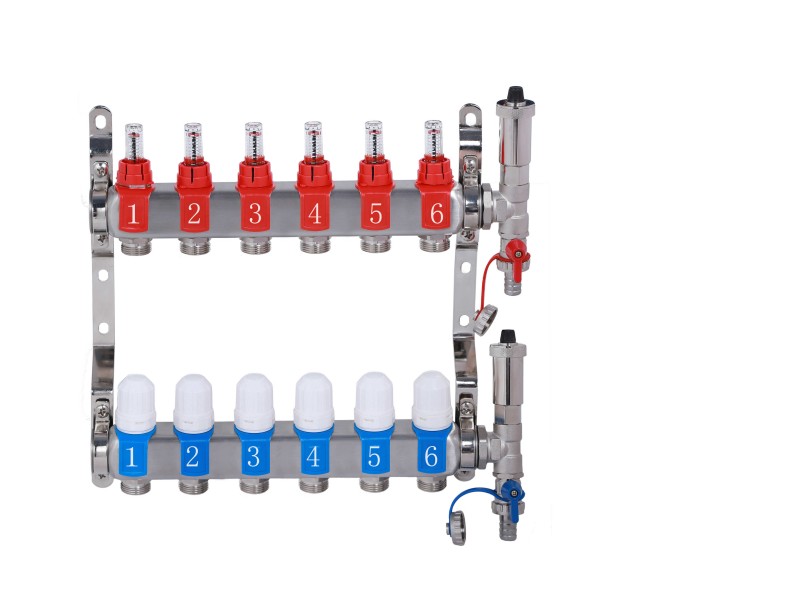 RAZDELILEC INOX ZA TALNO OGREVANJE Z MERILCI PRETOKA 6 VEJ