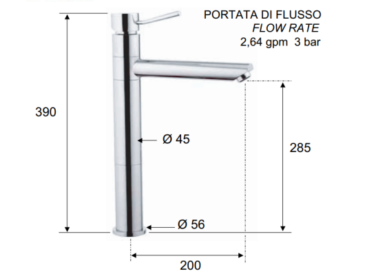 ARMATURA  ZA POMIVALNO KORITO MINIMAL  VISOKA