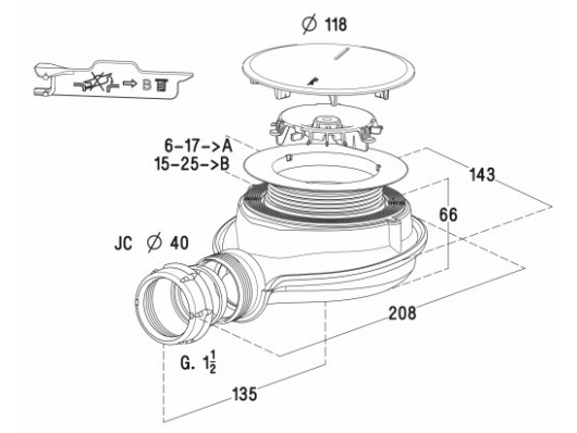 SIFON ZA TUŠ KAD FI90 TURBOFLOW MAGNETECH